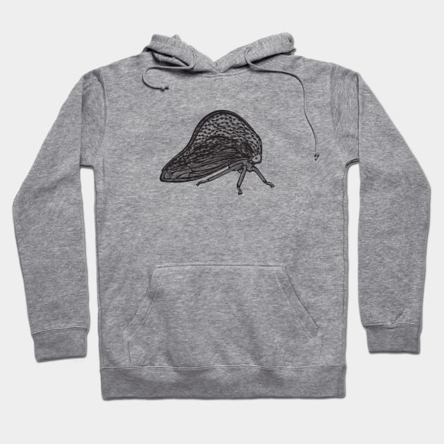 Treehopper Ink Art - cool and cute insect design - on white Hoodie by Green Paladin